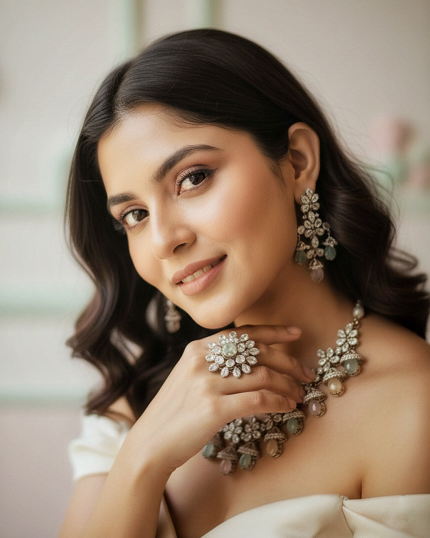 Suwarnikaa’s Queen’s Secret – Kundan & Moissanite Necklace Set