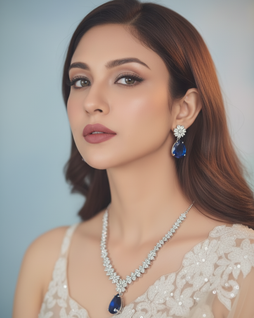 Suwarnikaa’s Blue Rush Necklace Set