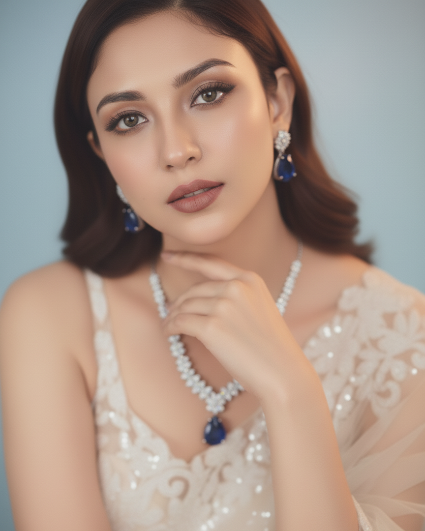 Suwarnikaa’s Blue Rush Necklace Set