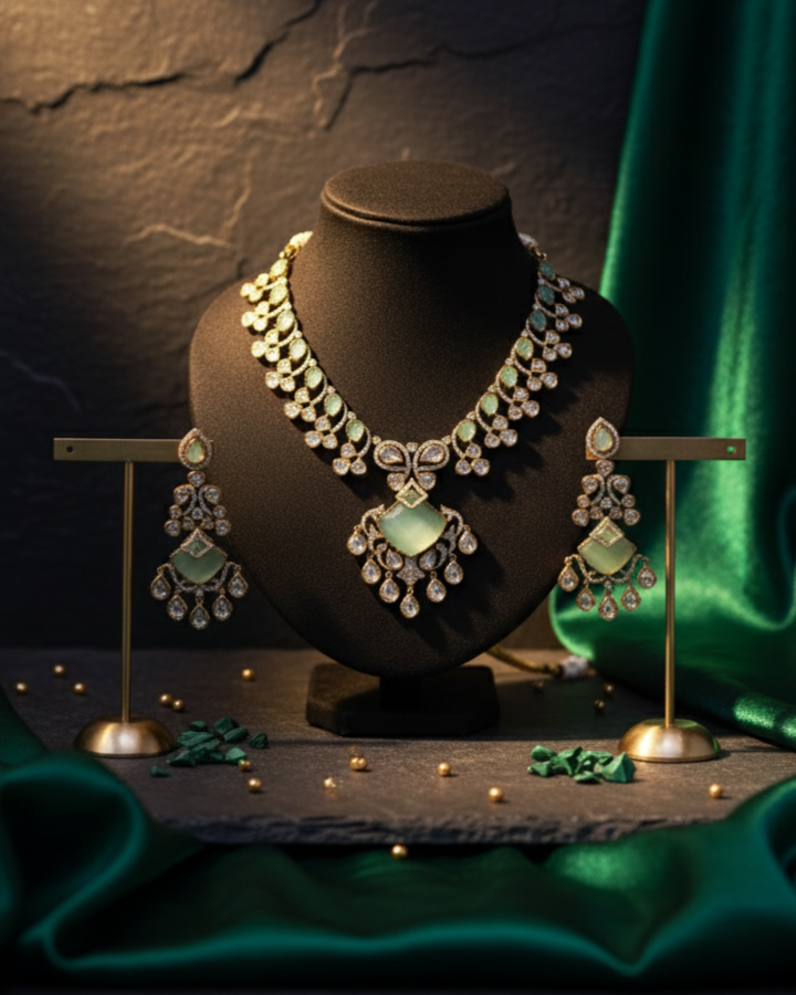 Suwarnikaa’s Premium Kundan Crush Necklace Set
