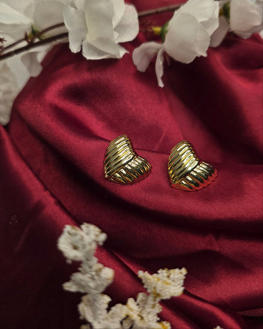 Retro Gold Heart Earrings By Suwarnikaa Jewels