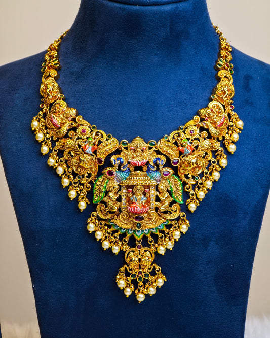 Swarna Mayura Lakshmi Meenakari Necklace - (Premium Edition) – By Suwarnikaa Jewels