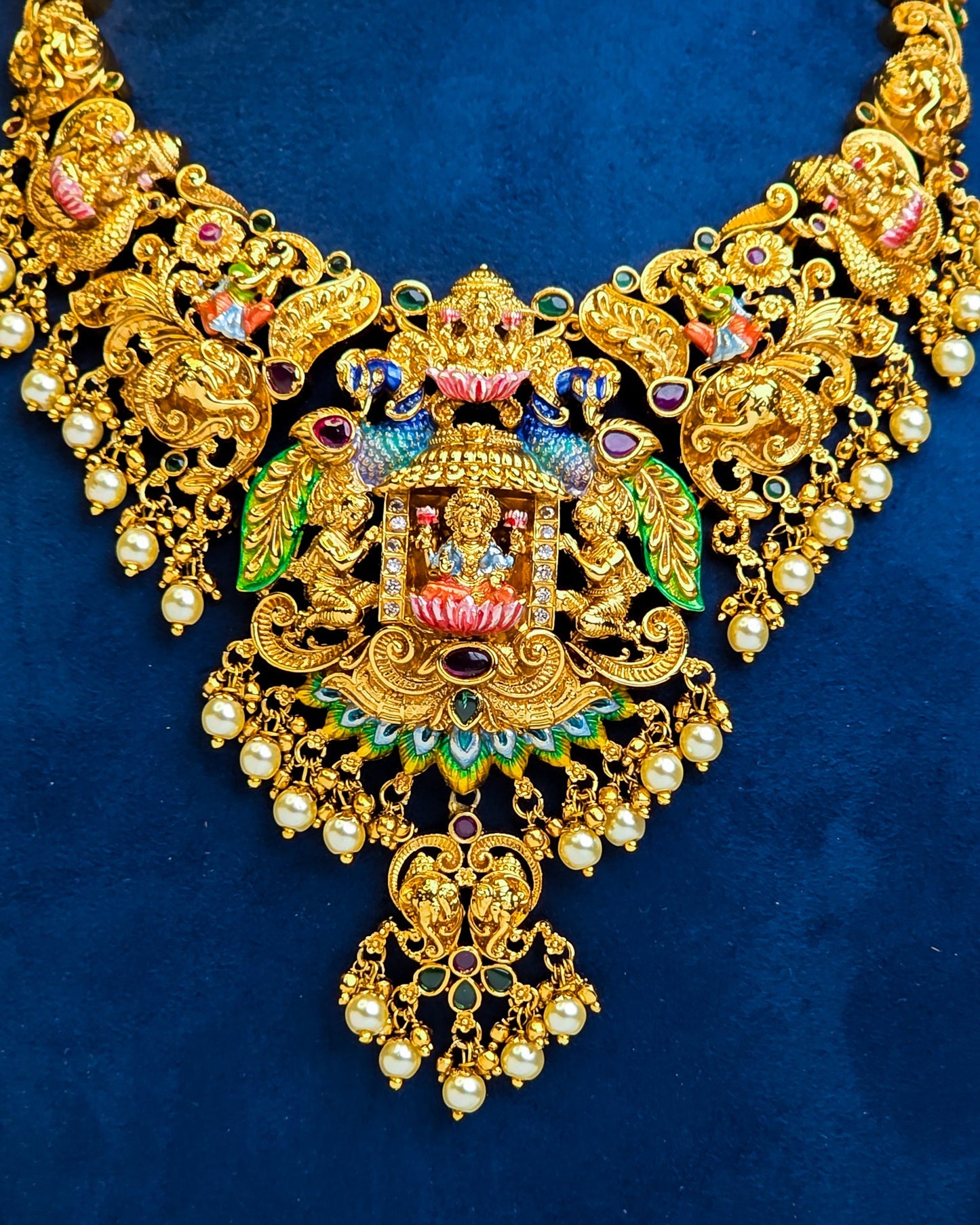 Swarna Mayura Lakshmi Meenakari Necklace - (Premium Edition) – By Suwarnikaa Jewels