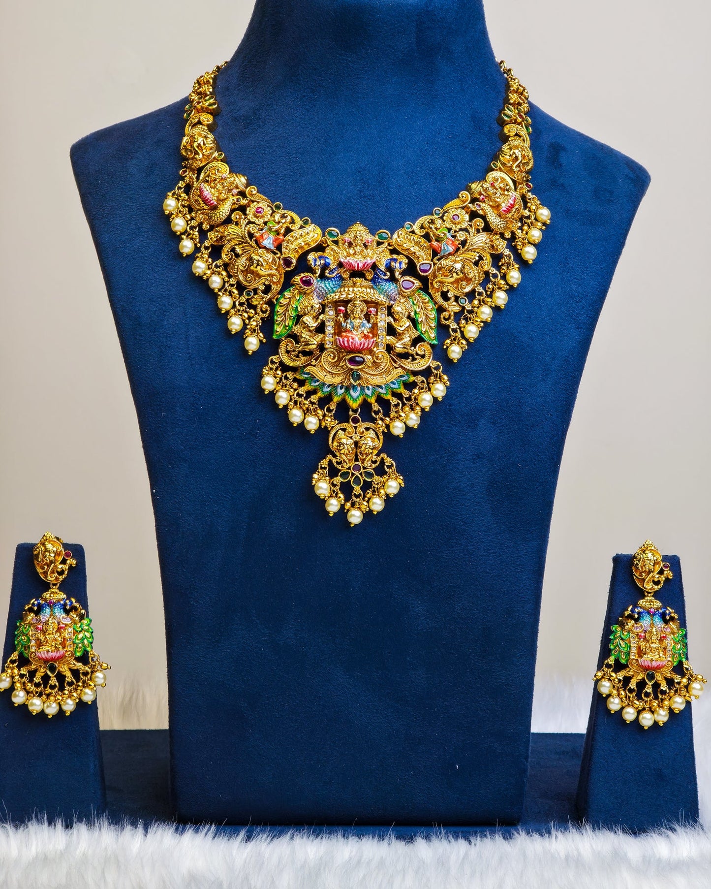 Swarna Mayura Lakshmi Meenakari Necklace - (Premium Edition) – By Suwarnikaa Jewels