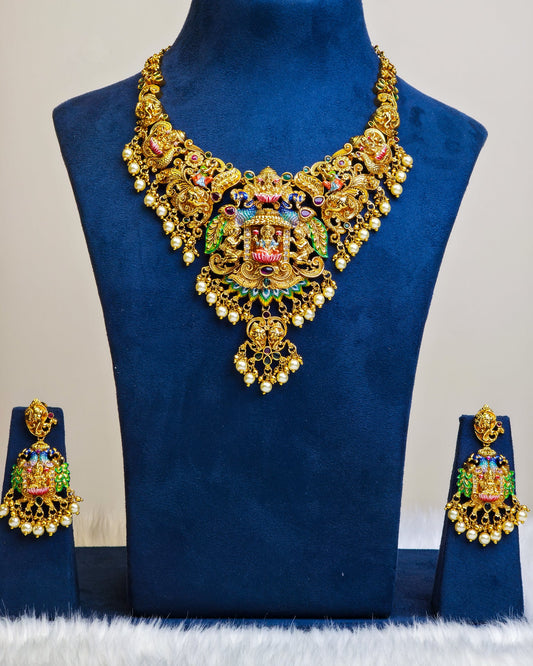 Swarna Mayura Lakshmi Meenakari Necklace - (Premium Edition) – By Suwarnikaa Jewels