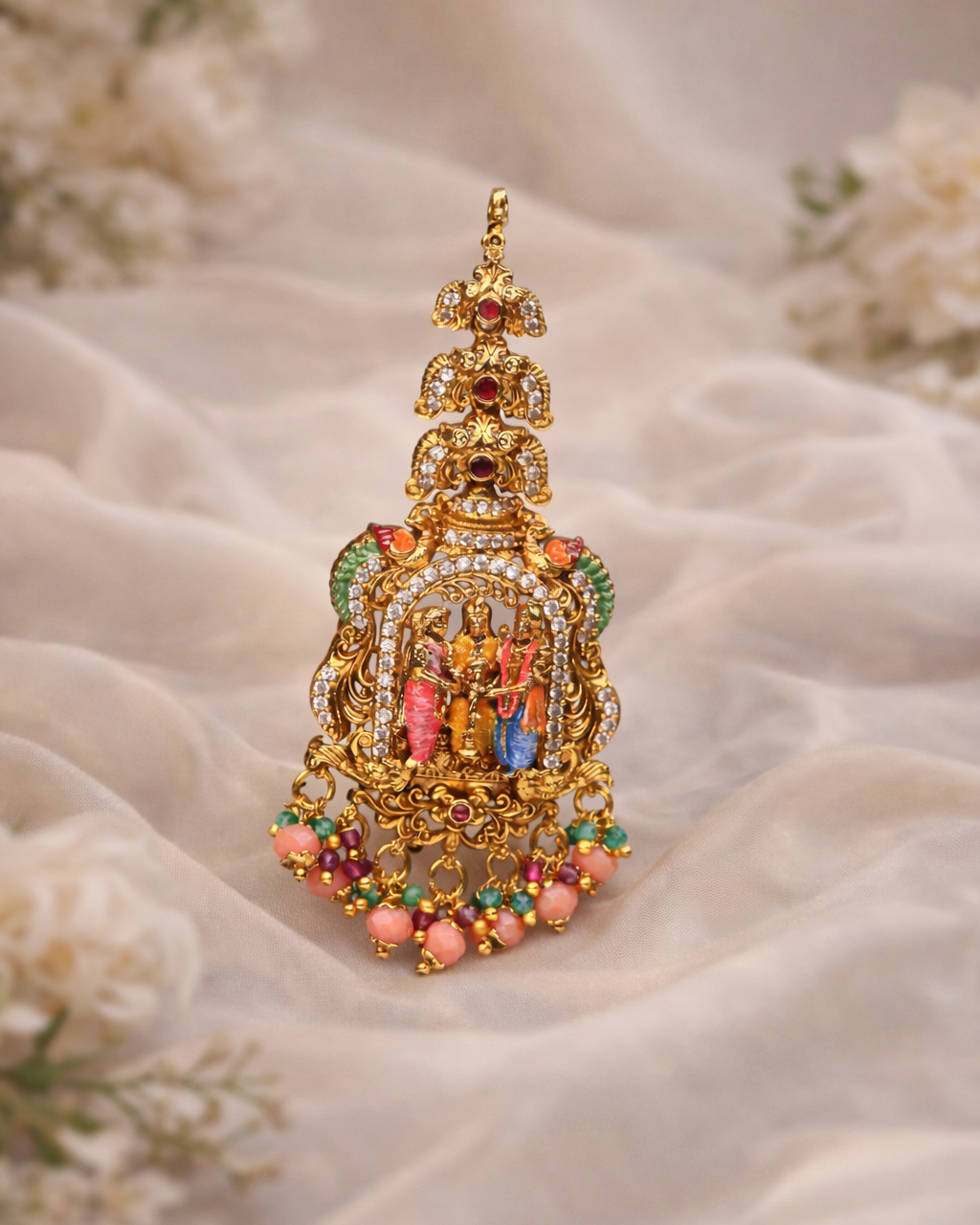 Sreedevi Kalyanam Meenakari tikka Set- (Premium Masterpiece Edition) – By Suwarnikaa Jewels