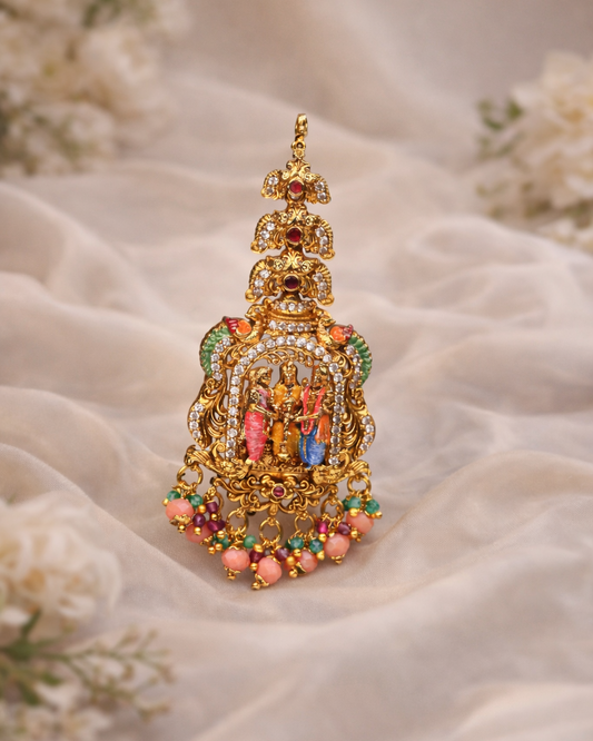 Sreedevi Kalyanam Meenakari tikka Set- (Premium Masterpiece Edition) – By Suwarnikaa Jewels