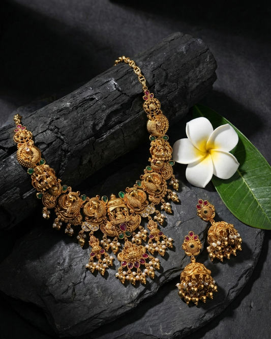 Mahalakshmi Divya Haaram Premium Temple Jewellery By Suwarnikaa Jewels