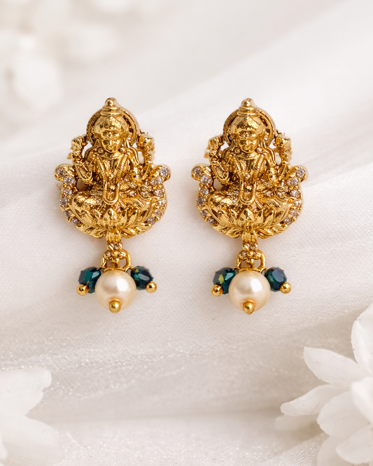 maha lakshmi  earrings premium Gold Polished Earings by Suwarnikaa jewels