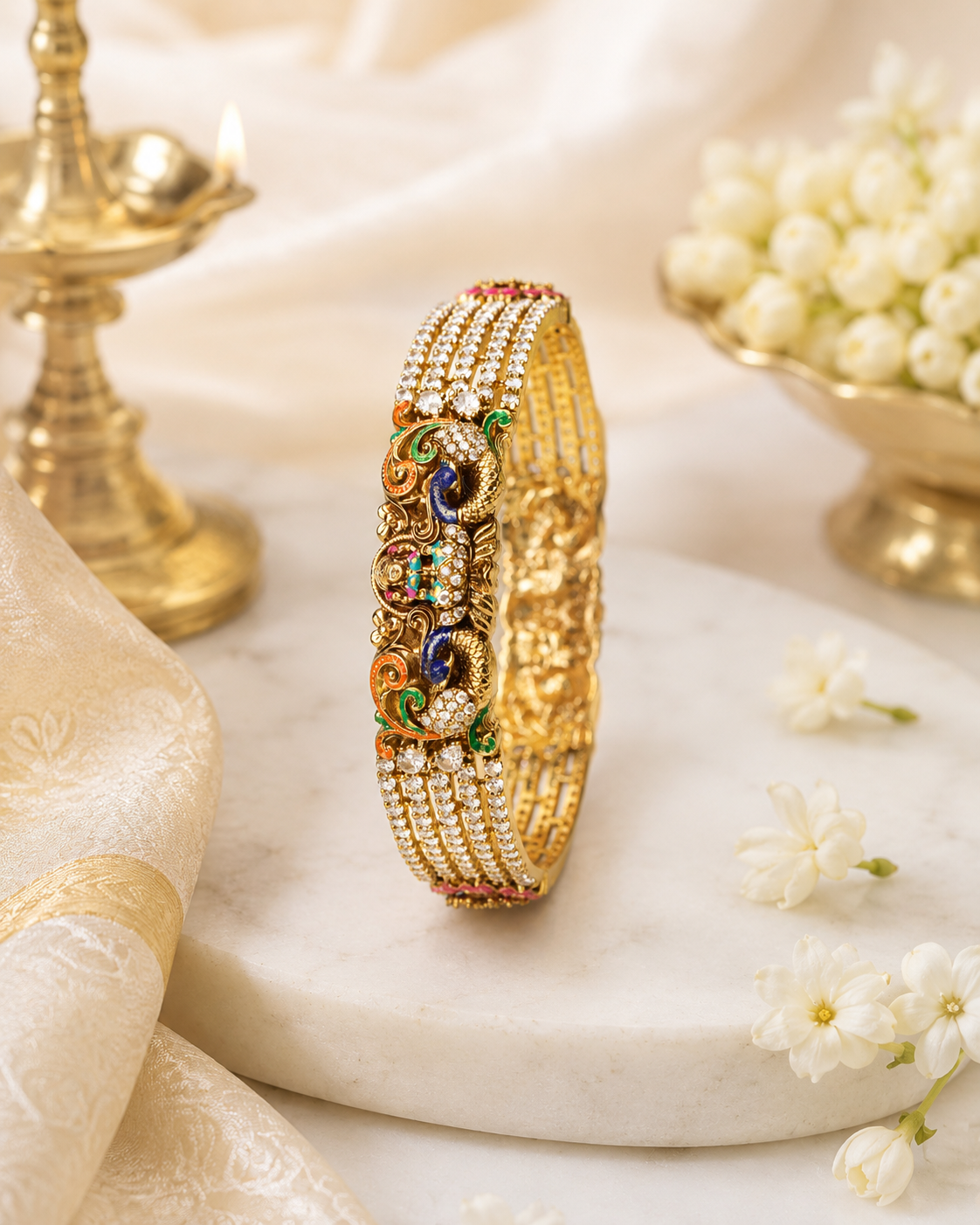 Peacock Lakshmi Royal Kada – 2.8" (Premium Masterpiece Edition) – By Suwarnikaa Jewels