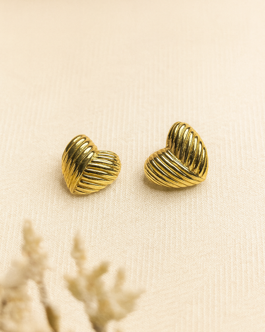 Retro Gold Heart Earrings By Suwarnikaa Jewels