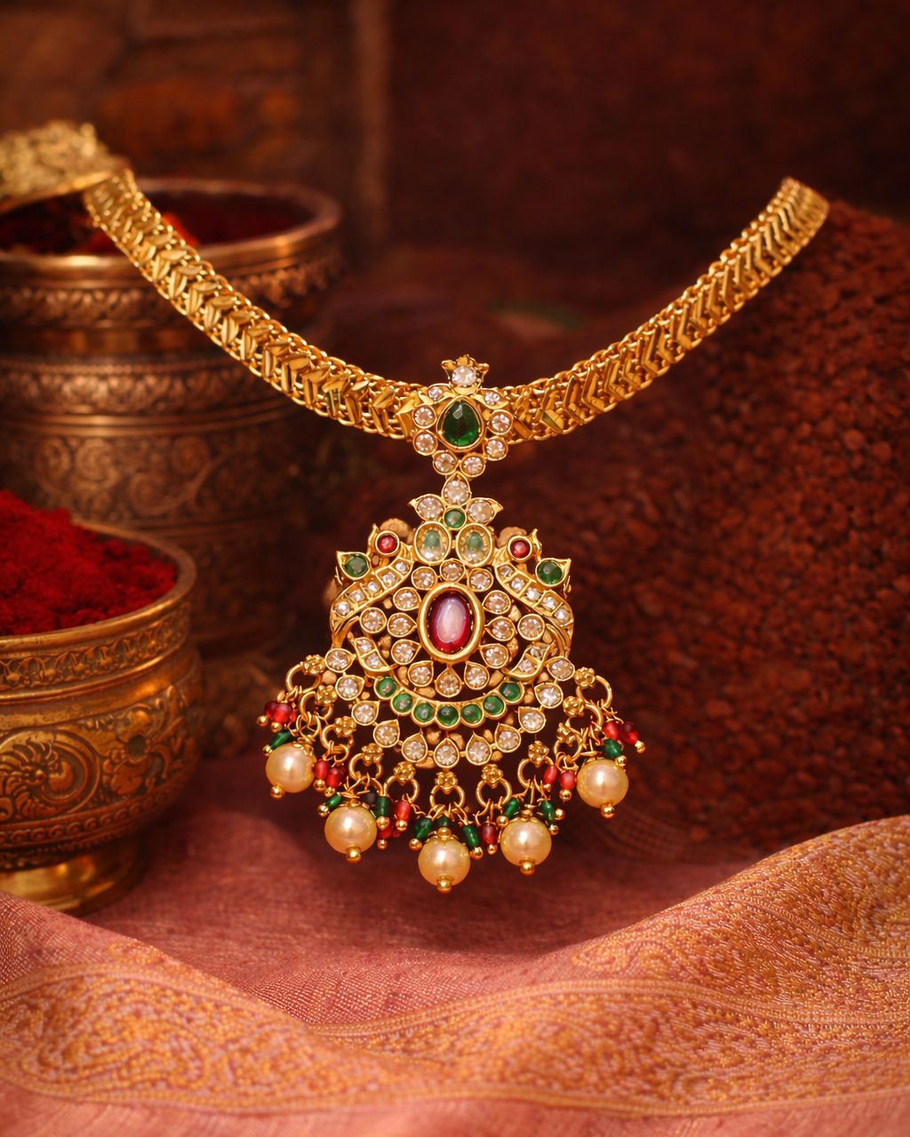 Vallika Nanupatti – Premium Gold Finish Necklace By Suwarnikaa Jewels