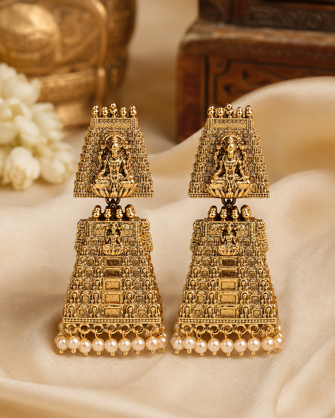 Suwarna Gopura  premium Gold Polished Earings by Suwarnikaa jewels