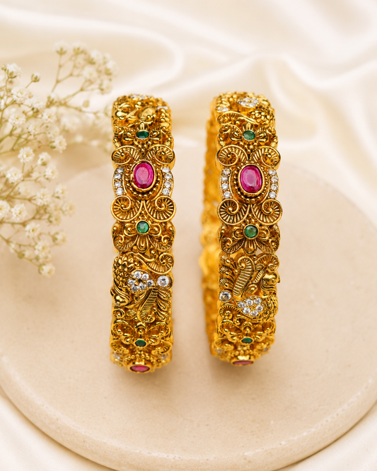Ruby Peacock Bridal Premium Bangels 2.4" size