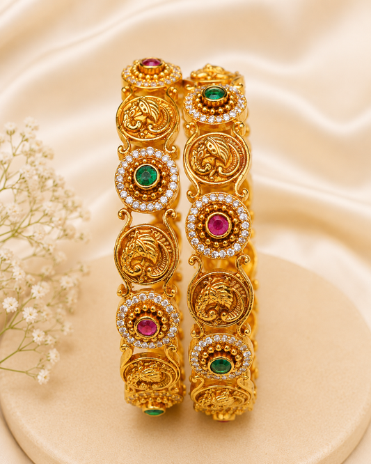 Royal Peacock Stone Bangle  Premium Bangels (size 2.8")