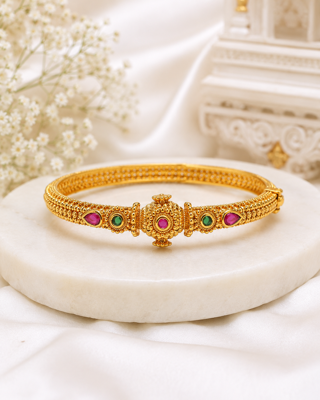 Ruby Emerald Classic Kada – 2.6" (Premium Masterpiece Edition) – By Suwarnikaa Jewels