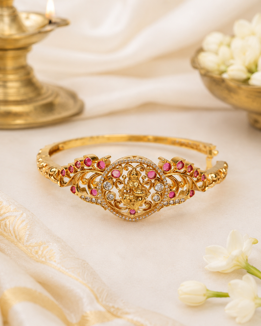 Ruby lakshmi devi Grace Kada openable free size"- (Premium Masterpiece Edition) – By Suwarnikaa Jewels