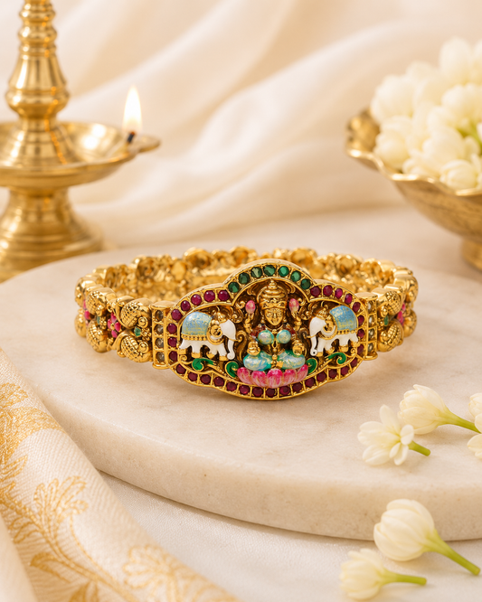 Royal Gaja Lakshmi Kada Premium Bracelet Free Size openable