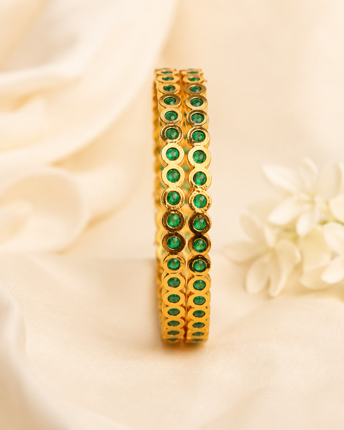 Suwarnikaa Emerald Dots Premium Bangels 2.6" size
