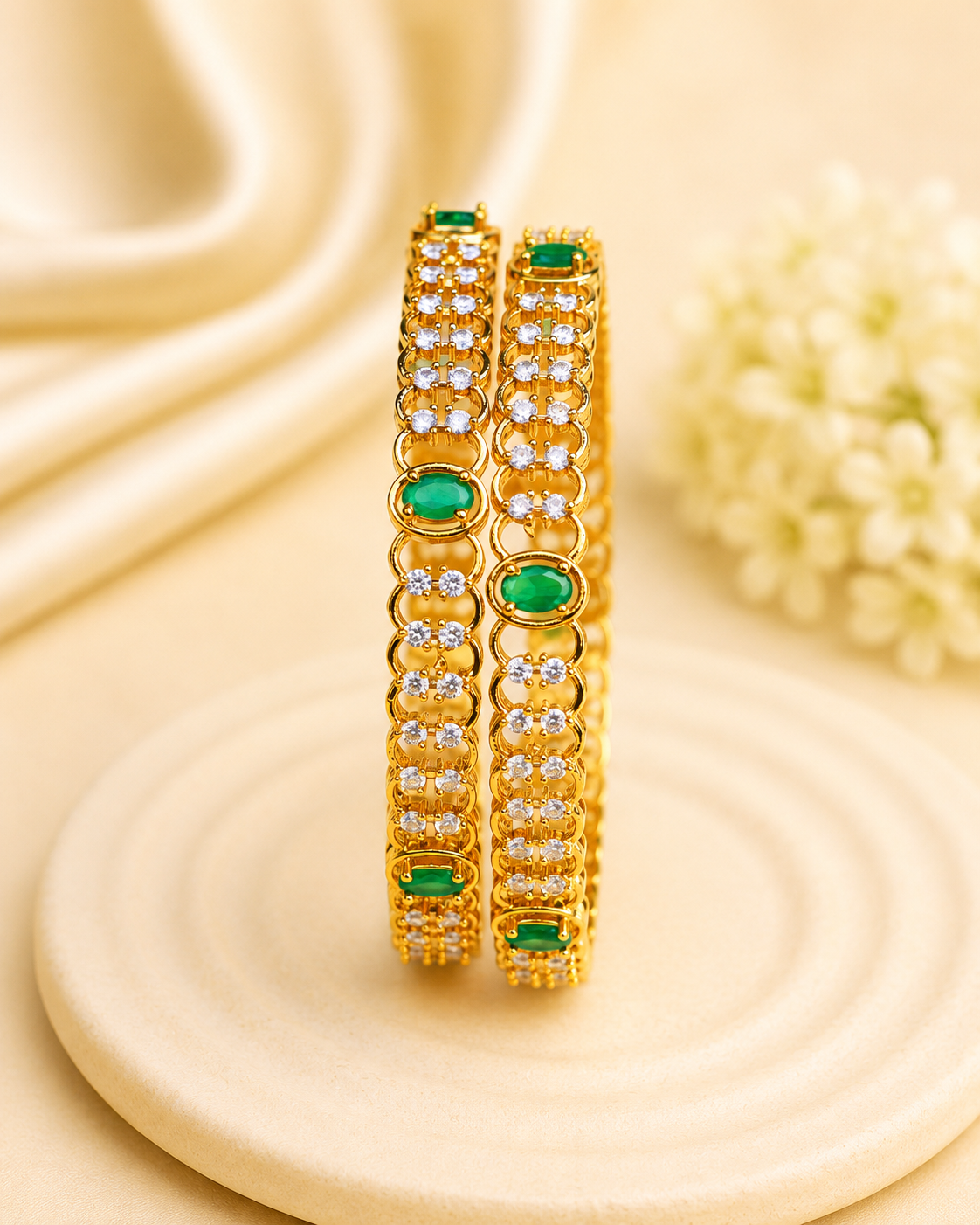 Royal Emerald Chain Bangle Premium Bangels 2.6" size