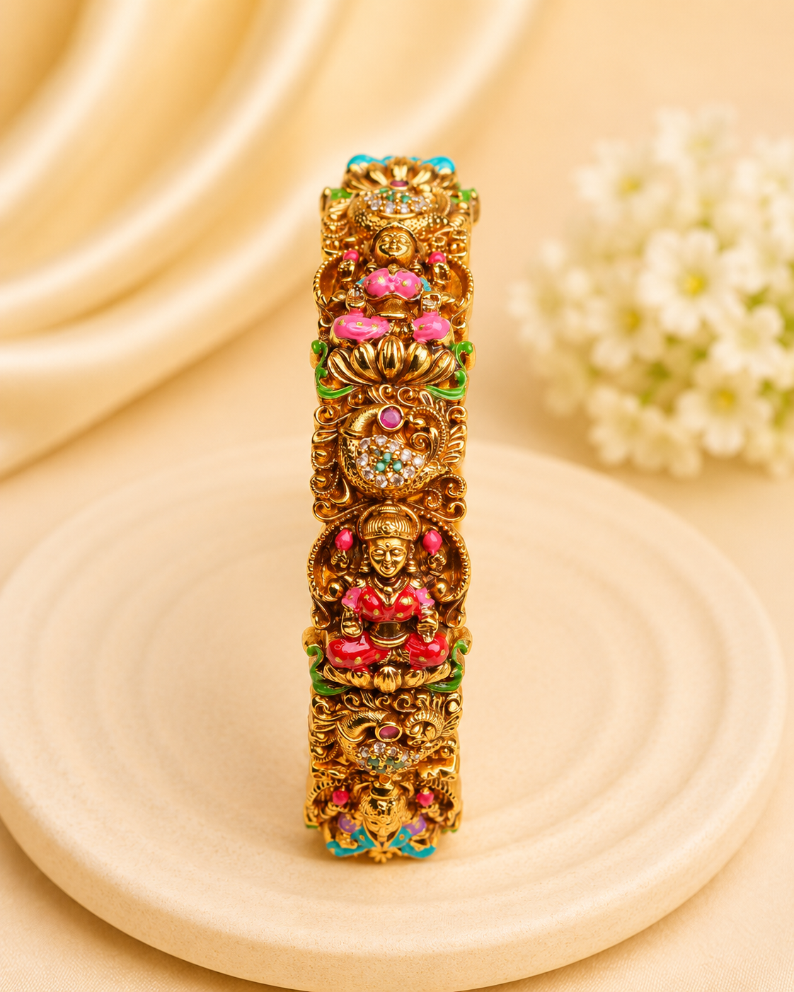 Suwarnikaa Divine Lakshmi KadaAntique Floral Shringar Kada openable Fits 2.6/2.8"- (Premium Masterpiece Edition) – By Suwarnikaa Jewels (Copy)
