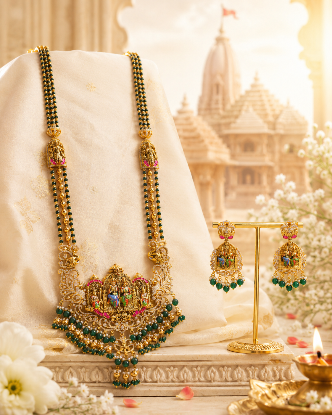 Sri Kodhanda Rama Haram (Emerald) - (Premium Masterpiece Edition) – By Suwarnikaa Jewels