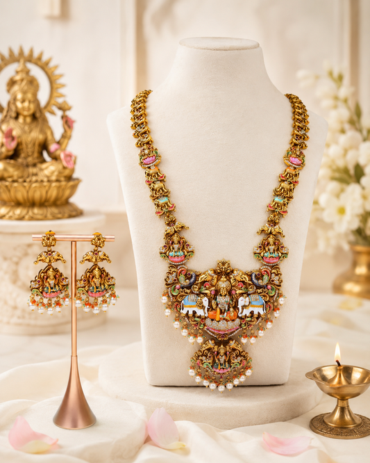 Sri Mahalakshmi Vaibhava Long Haaram Set- (Premium Masterpiece Edition) – By Suwarnikaa Jewels