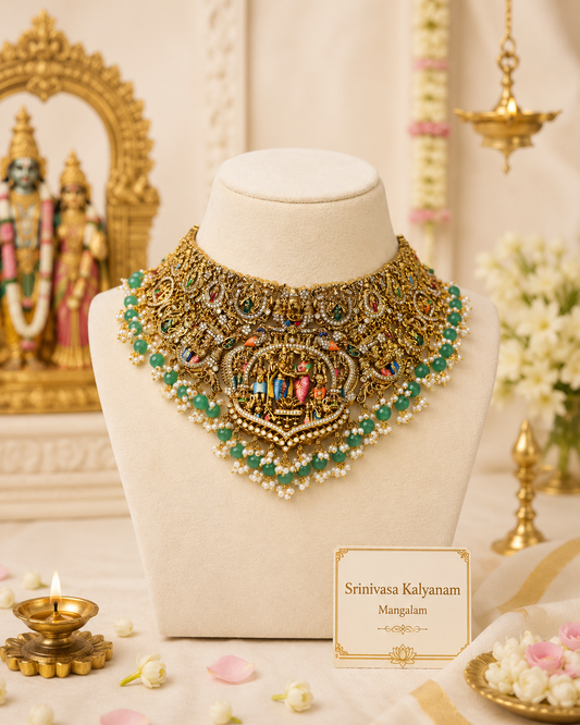 Srinivasa Kalyanam Choker Set  – Premium South Indian Meenakari Temple Jewellery Set By Suwarnikaa Jewels
