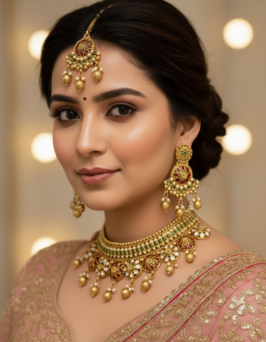 Amruthanjali Classic Green & Ruby  Choker  set by Suwarnikaa Jewels