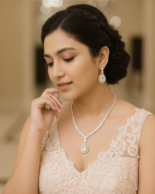 Suwarnikaa’s Diamond Drizzle Necklace Set