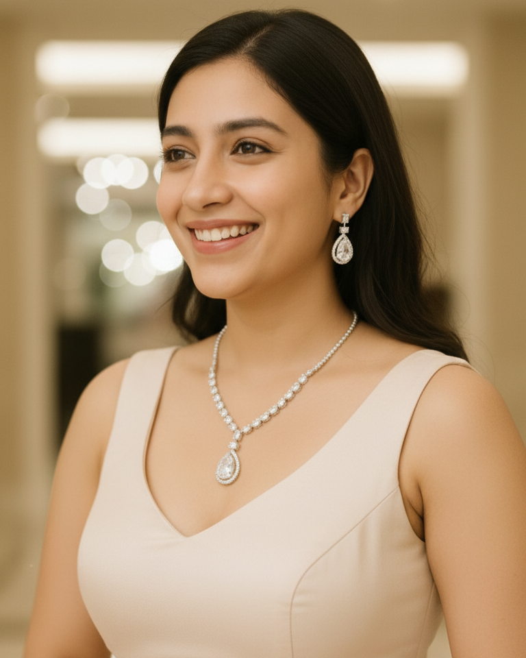 Suwarnikaa’s Diamond Drizzle Necklace Set