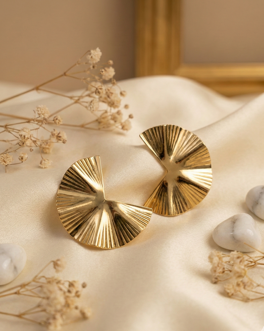 Golden Crinkles Earrings By Suwarnikaa Jewels