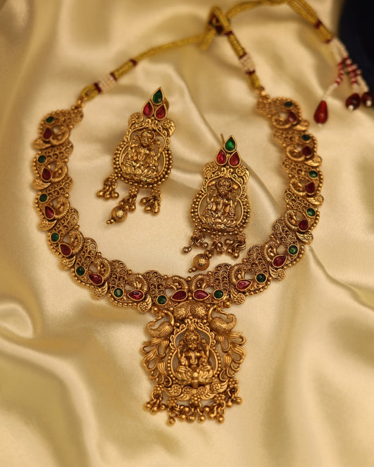 Suwarnikaa's Aaradhya Lakshmi-Gold Plated Temple Jewelry Haram.