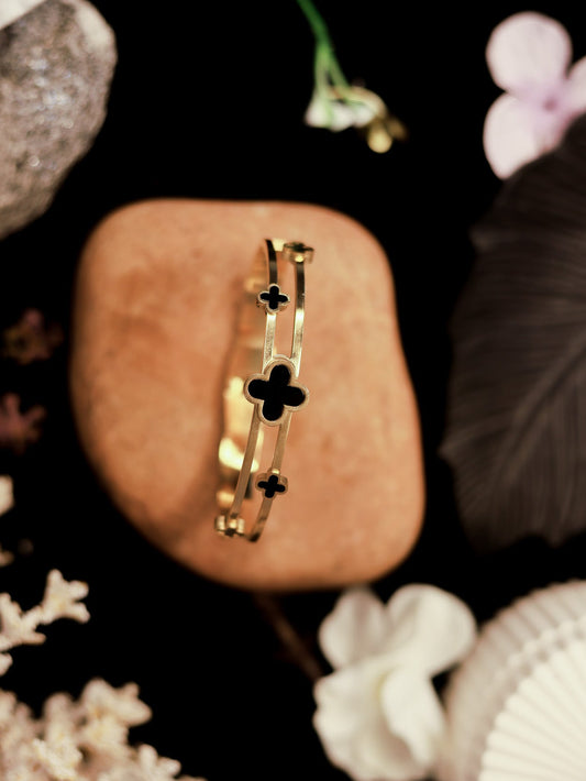 Suwarnikaa's Midnight Clover Bracelet (Anti Tarnish & Gold Polish)