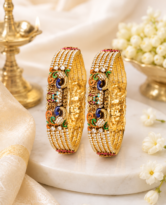 Peacock Lakshmi Royal Kada – 2.8" (2 bangles) (Premium Masterpiece Edition) – By Suwarnikaa Jewels (Copy)