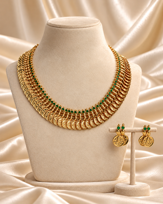 Padmavati Kasula Haram green – By Suwarnikaa Jewels