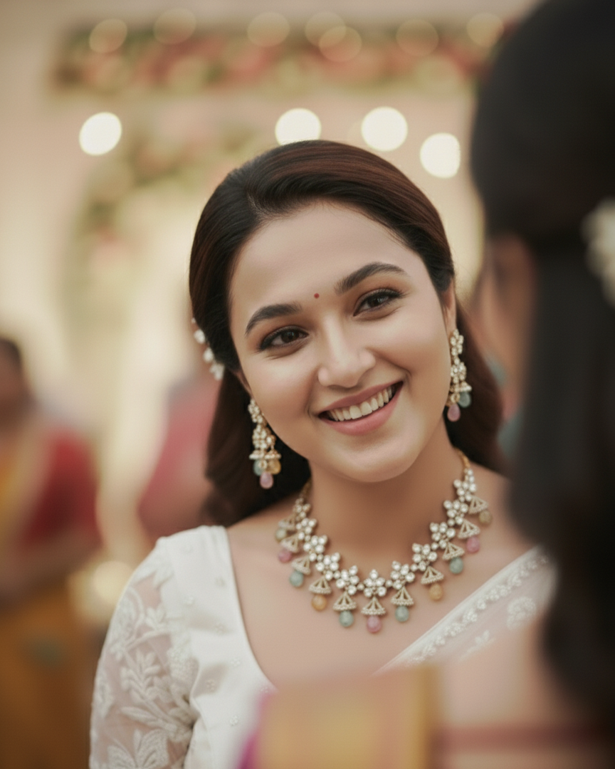 Suwarnikaa’s Queen’s Secret – Kundan & Moissanite Necklace Set