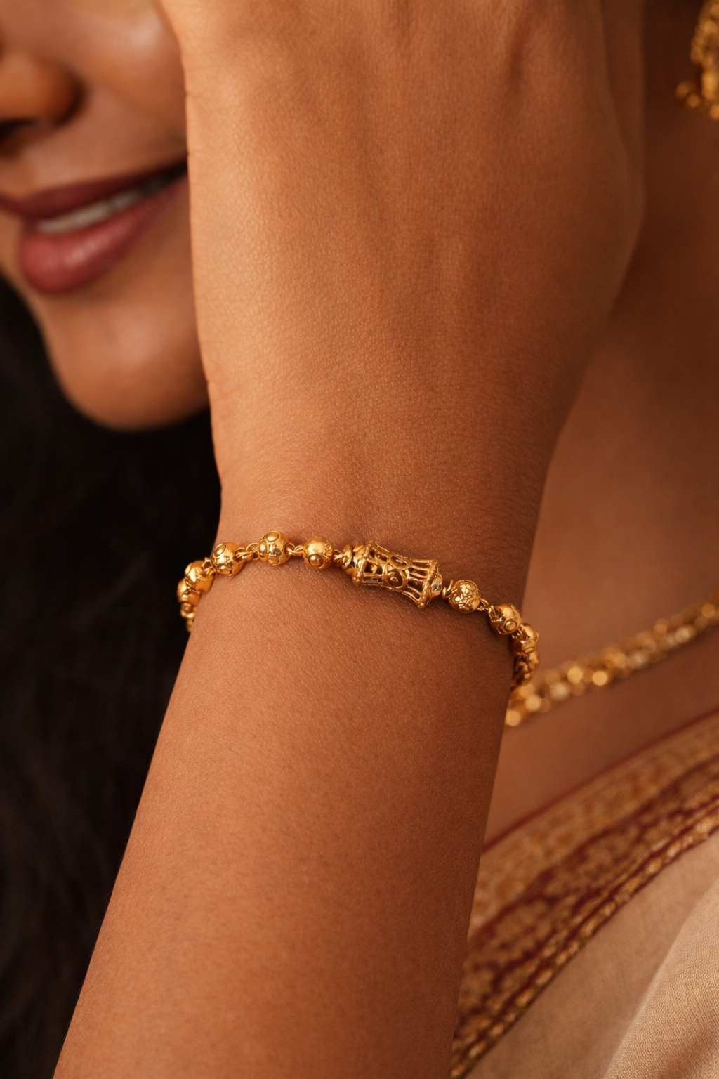 Rudra Golden Balls Bracelet(8 INCH)