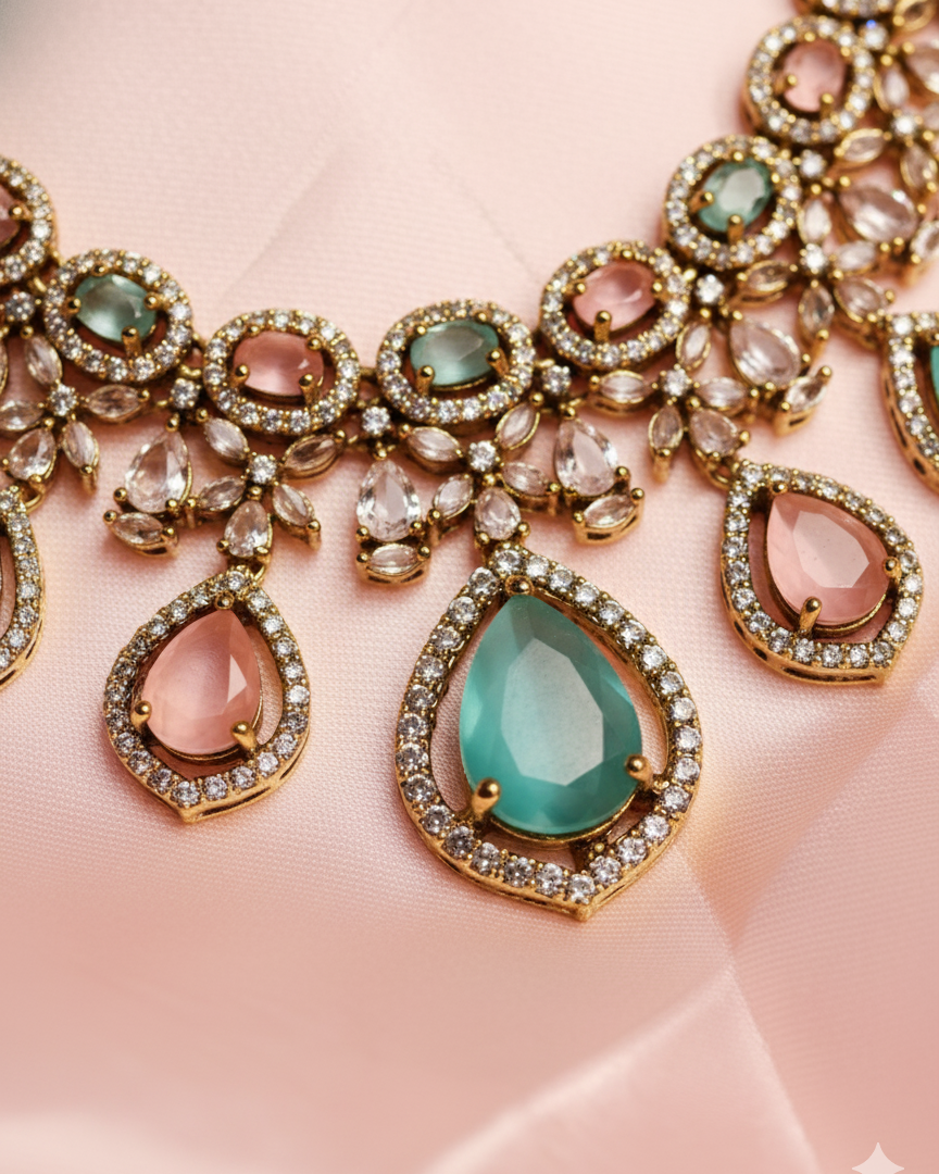 Cinderella Charm by Suwarnikaa Jewels American Diamond Set