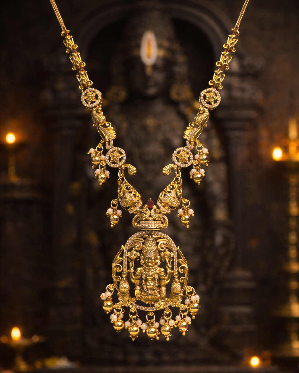 Sri Srinivasa Anugraha Haaram Premium Temple Jewellery By Suwarnikaa Jewels