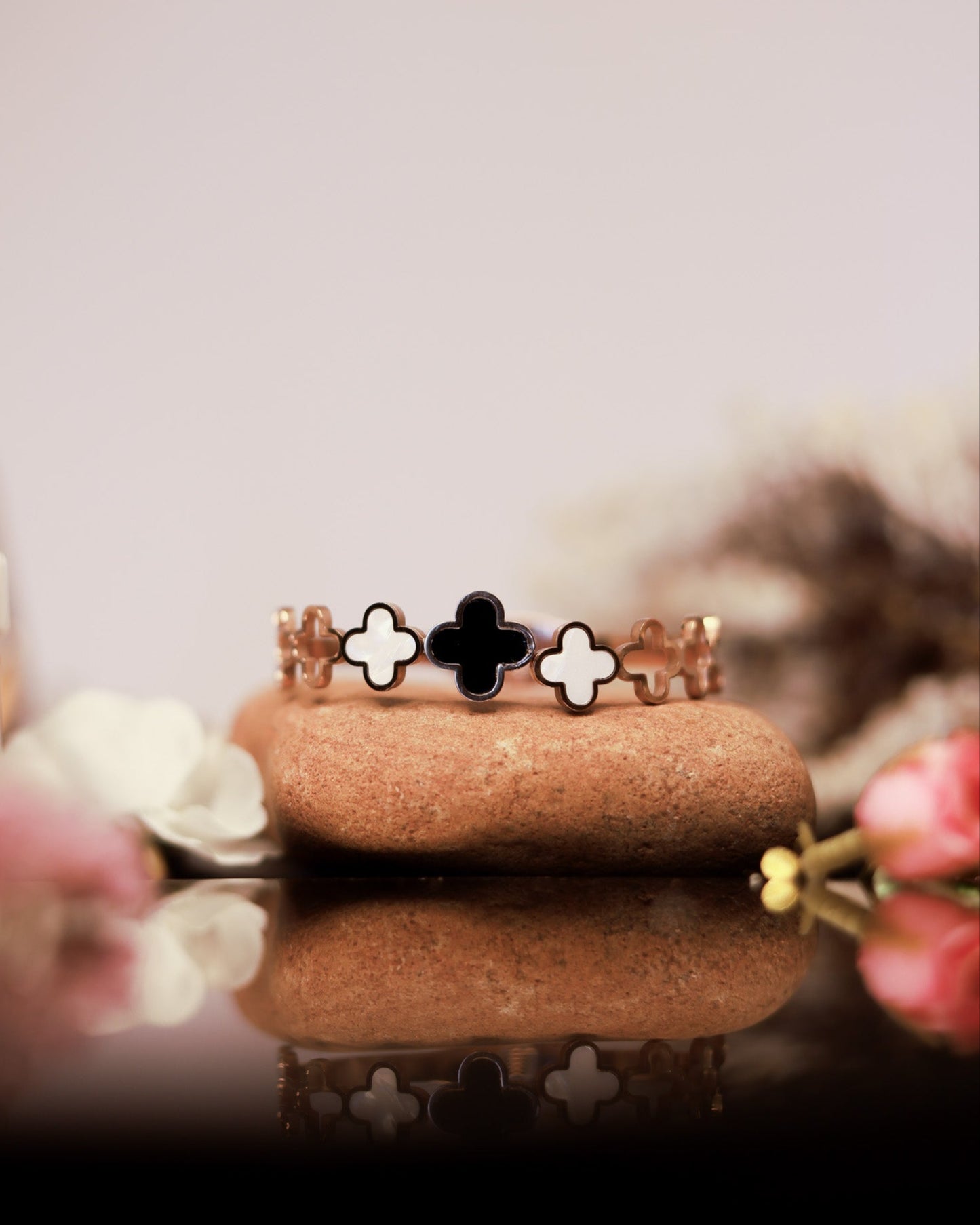 Suwarnikaa’s Clover Grace Bracelet (Anti Tarnish & Rose-Gold Polish)