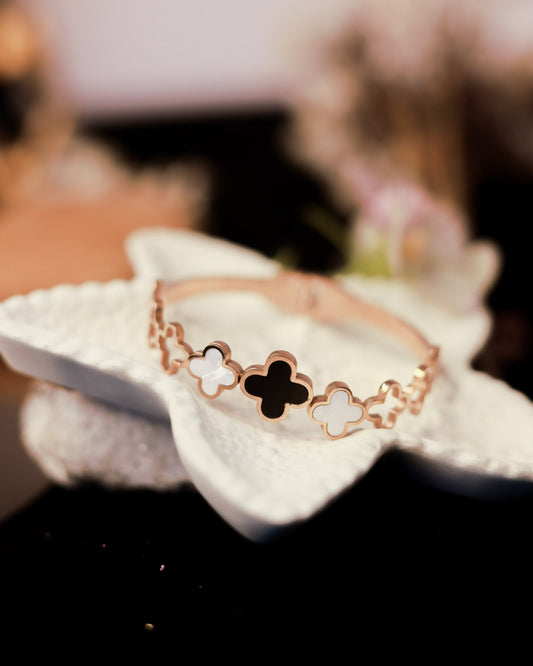 Suwarnikaa’s Clover Grace Bracelet (Anti Tarnish & Rose-Gold Polish)