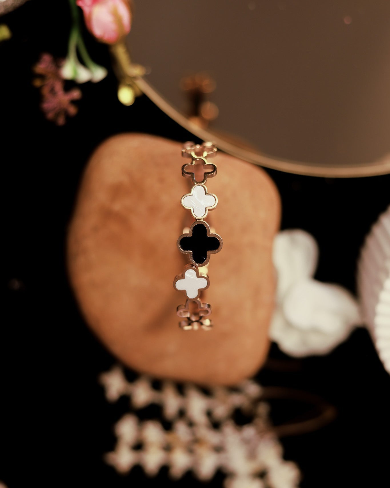 Suwarnikaa’s Clover Grace Bracelet (Anti Tarnish & Rose-Gold Polish)