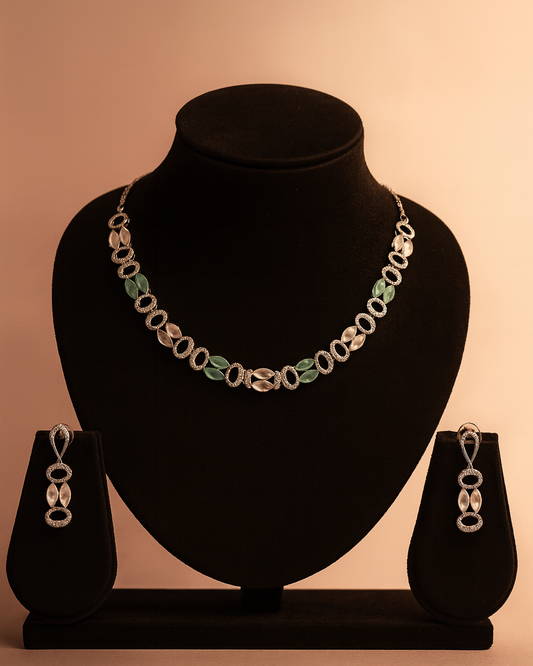 Suwarnikaa’s Crystal Fever American Diamond Necklace Set