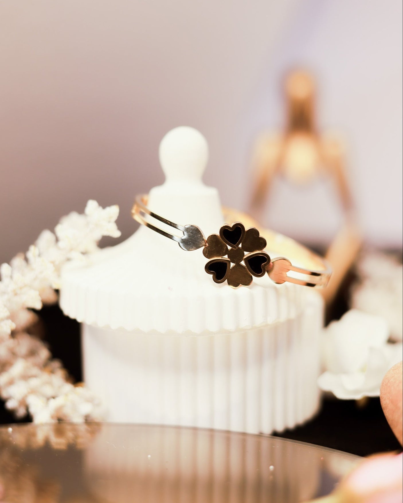 Suwarnikaa’s Heart Clover Bracelet (Anti Tarnish & Gold Polish)