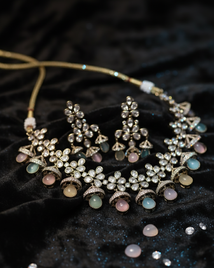 Suwarnikaa’s Queen’s Secret – Kundan & Moissanite Necklace Set