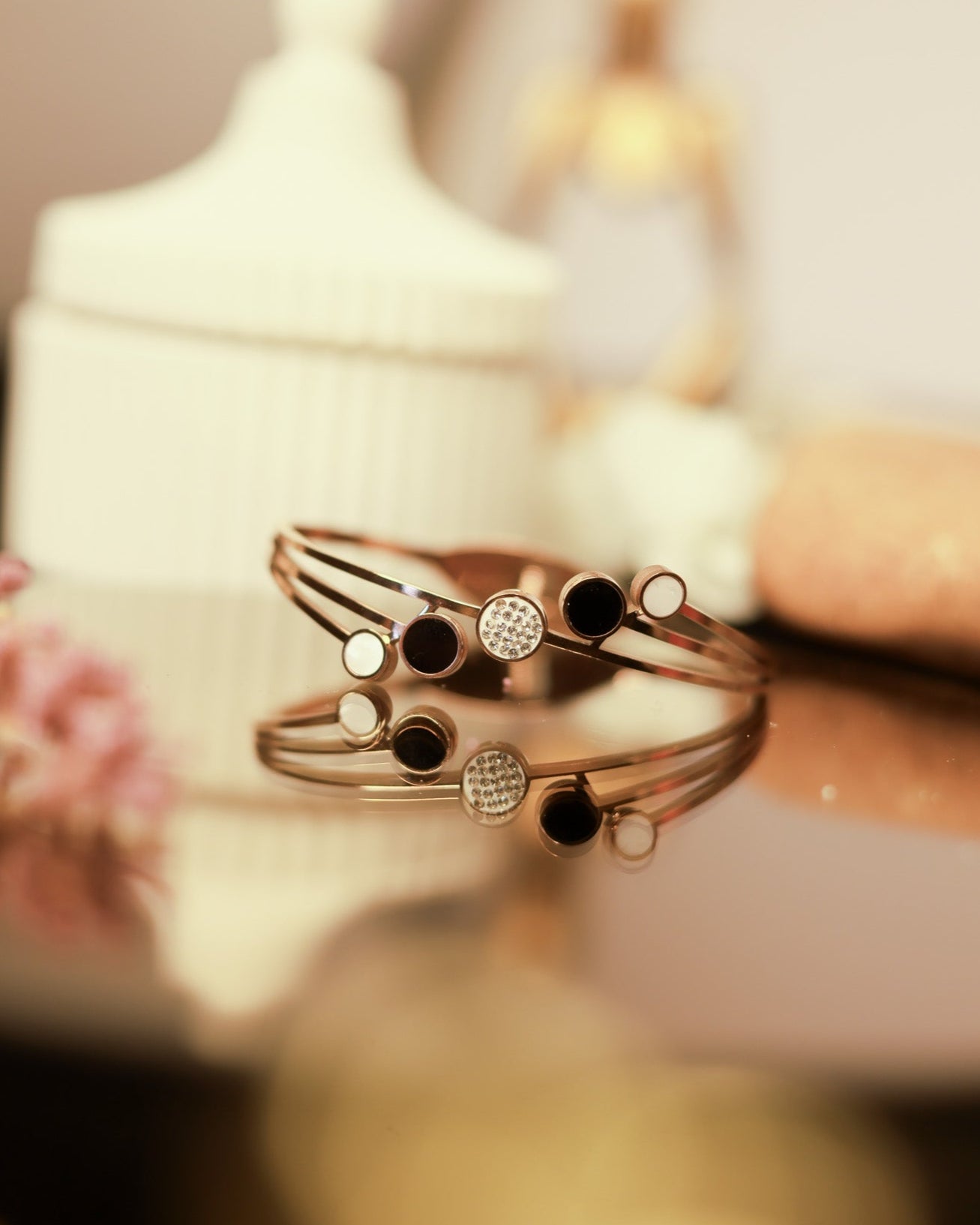 Suwarnikaa’s Trinity Charm Bracelet (Anti Tarnish & Rose Gold Polish)