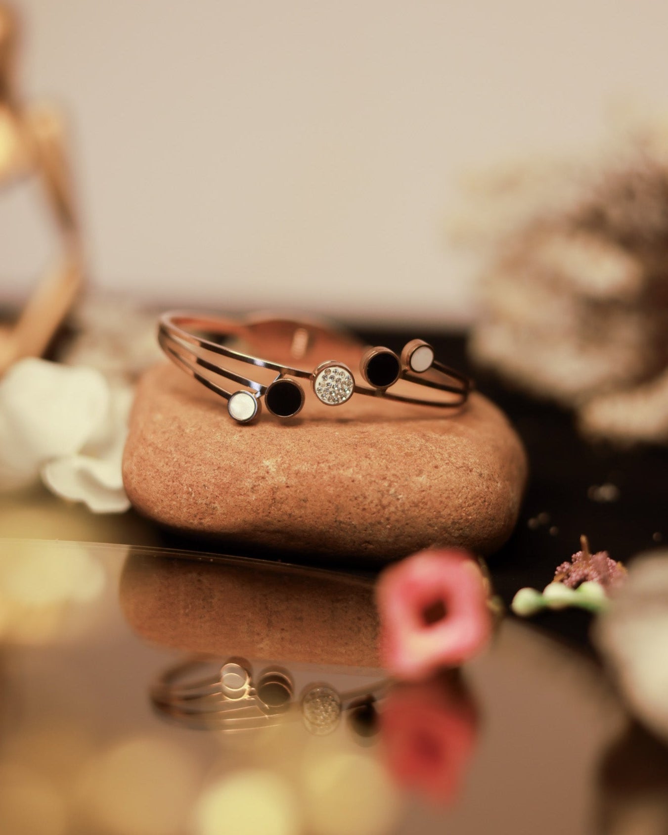 Suwarnikaa’s Trinity Charm Bracelet (Anti Tarnish & Rose Gold Polish)