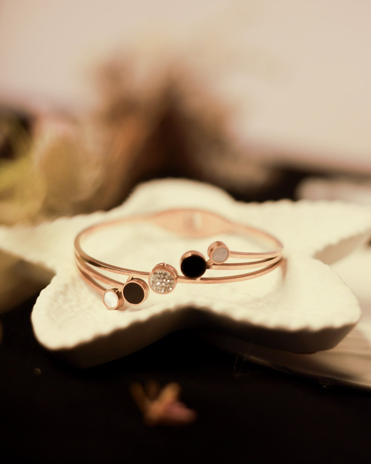 Suwarnikaa’s Trinity Charm Bracelet (Anti Tarnish & Rose Gold Polish)