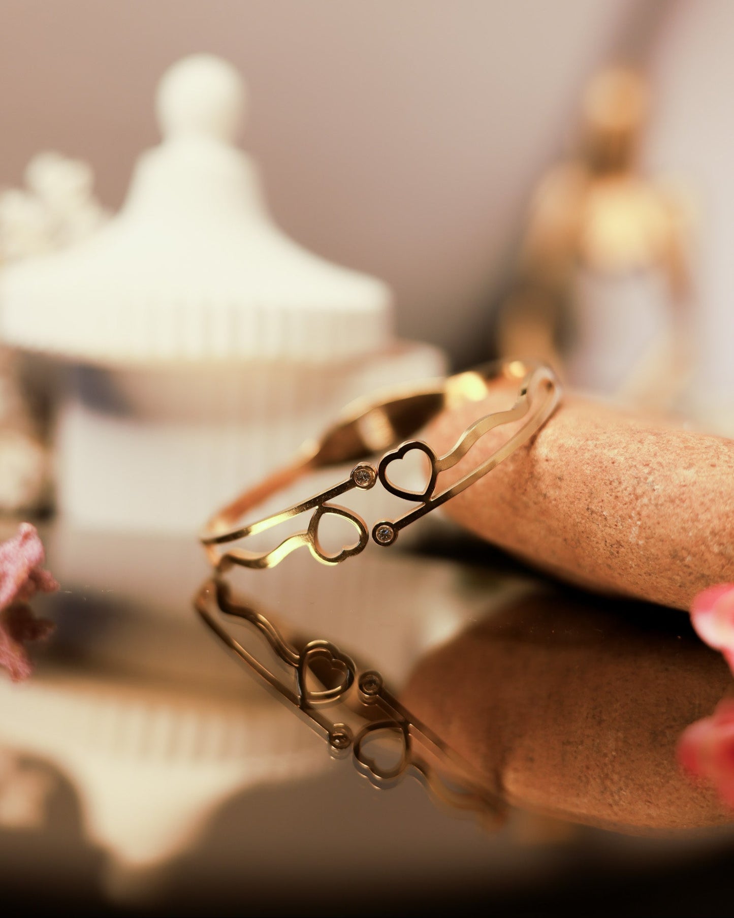 Suwarnikaa’s Twin Hearts Bracelet (Anti Tarnish & Gold Polish)